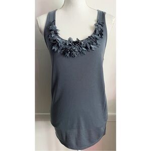 Ann Taylor • NWT Ruffle Neckline Gray Sleeveless Tank Top